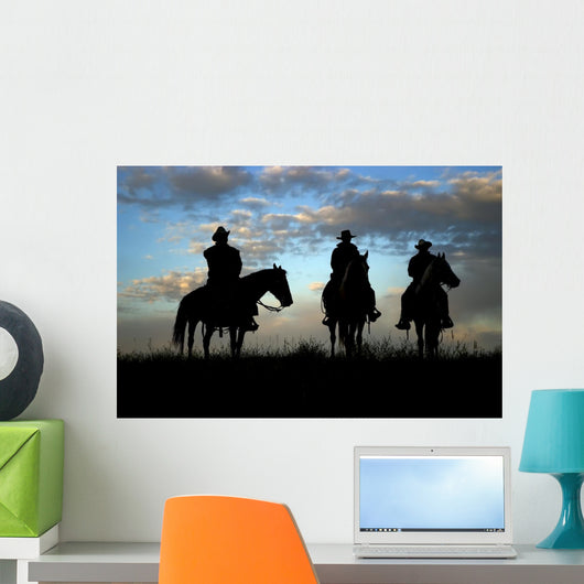 Three Cowboys on Horseback Wall Mural