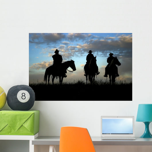 Three Cowboys on Horseback Wall Mural