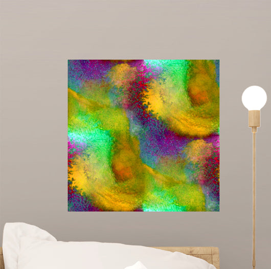 watercolor green purple yellow  texture painting colorful backgr Wall Mural