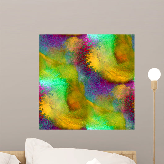 watercolor green purple yellow  texture painting colorful backgr Wall Mural