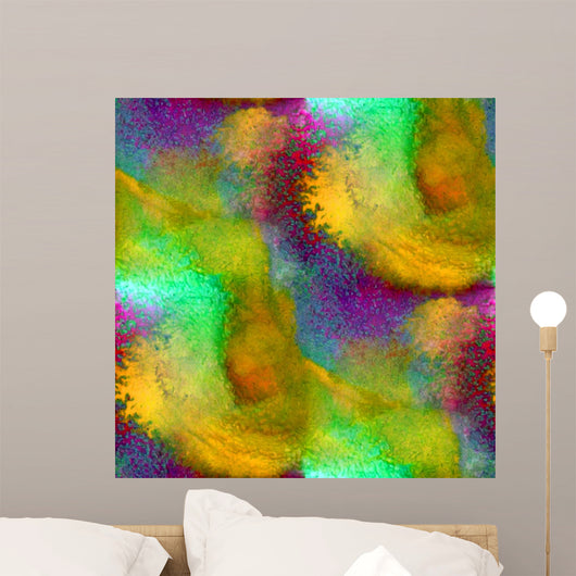 watercolor green purple yellow  texture painting colorful backgr Wall Mural