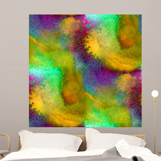 watercolor green purple yellow  texture painting colorful backgr Wall Mural