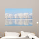 winter landscape with beautiful reflection in the water 