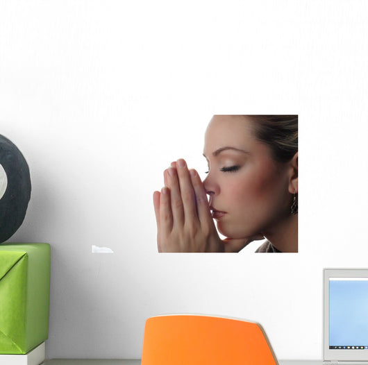a woman is praying to god with hope Wall Decal