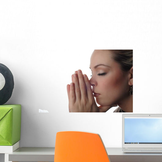 a woman is praying to god with hope Wall Decal