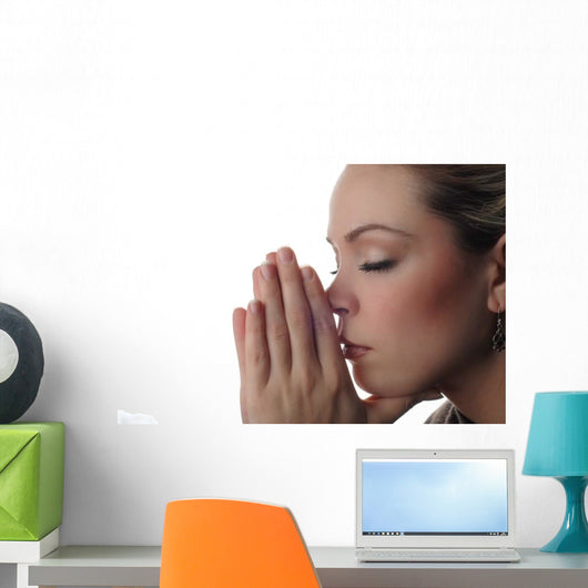 a woman is praying to god with hope Wall Decal