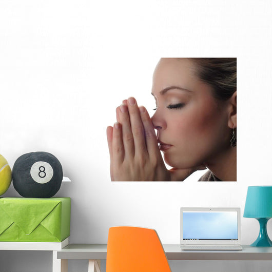 a woman is praying to god with hope Wall Decal