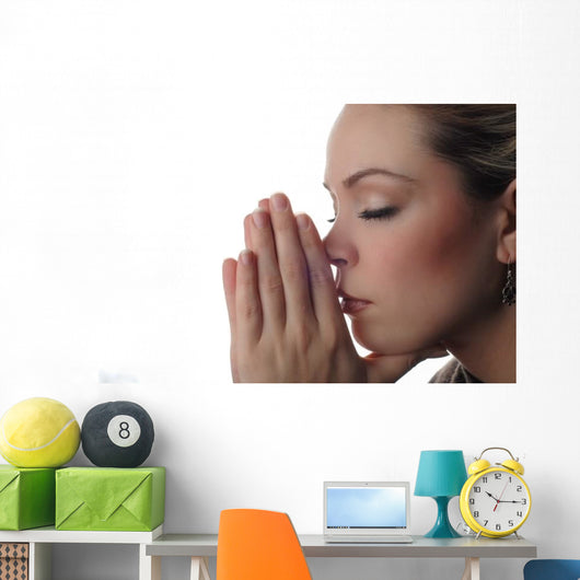 a woman is praying to god with hope Wall Decal
