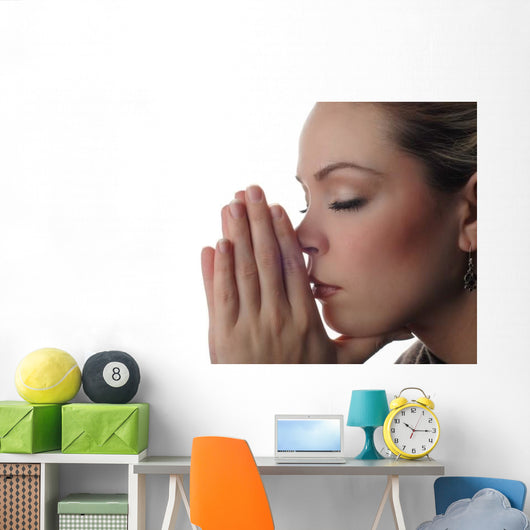 a woman is praying to god with hope Wall Decal