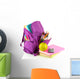 Purple backpack with school supplies isolated on white Wall Decal