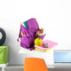 Purple backpack with school supplies isolated on white Wall Decal