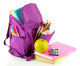Purple backpack with school supplies isolated on white Wall Decal