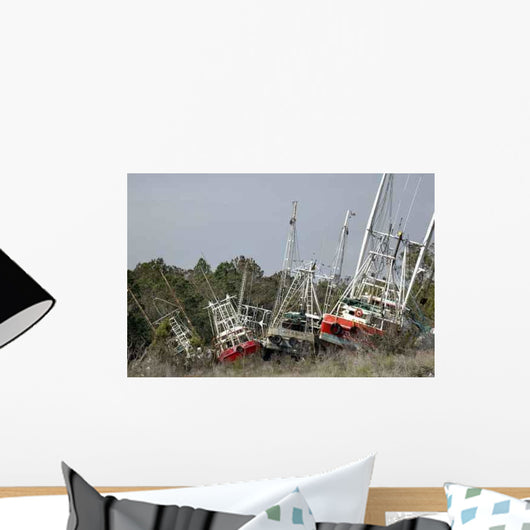 Grounded Shrimp Boats Wall Decal