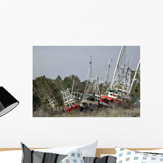 Grounded Shrimp Boats Wall Decal