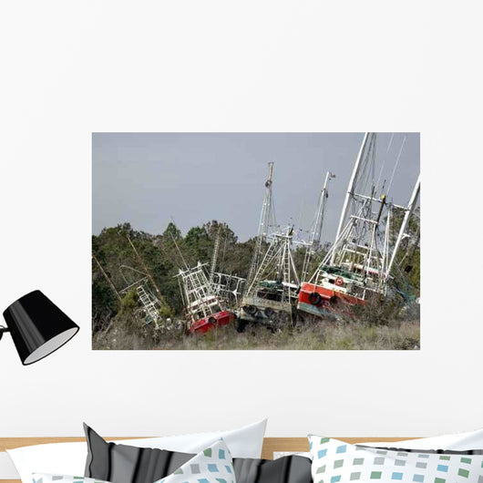 Grounded Shrimp Boats Wall Decal