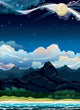Tropical night landscape. Wall Mural