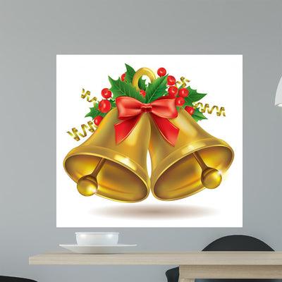 Christmas Bells Wall Decal shown on a wall