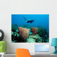 Diver Floating over Coral Wall Decal