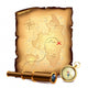 Pirates Treasure Map With Spyglass and Compass Wall Decal