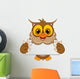 cute owl cartoon holding blank sign Wall Decal