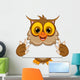 cute owl cartoon holding blank sign Wall Decal