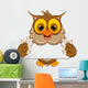 cute owl cartoon holding blank sign Wall Decal