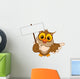 cute owl cartoon holding blank sign Wall Decal