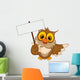 cute owl cartoon holding blank sign Wall Decal