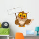 cute owl cartoon holding blank sign Wall Decal