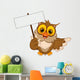 cute owl cartoon holding blank sign Wall Decal