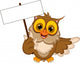 cute owl cartoon holding blank sign Wall Decal