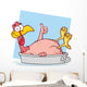Smiling Turkey Bird Character In The Pan Giving A Thumb Up Wall Decal
