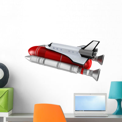 Space Shuttle Wall Decal shown on a wall