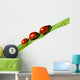 family of ladybugs on green leaf Wall Decal