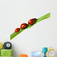 family of ladybugs on green leaf Wall Decal