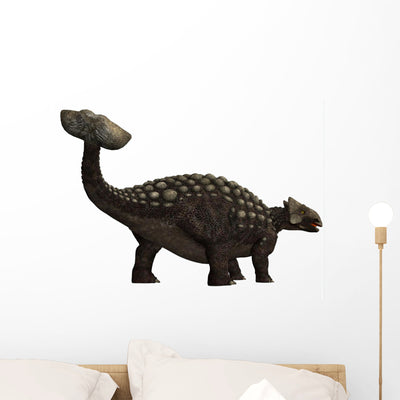 Ankylosaurus White Wall Decal shown on a wall