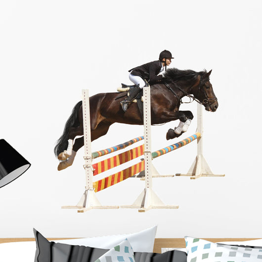 Show Jumping - Isolated on White Wall Decal