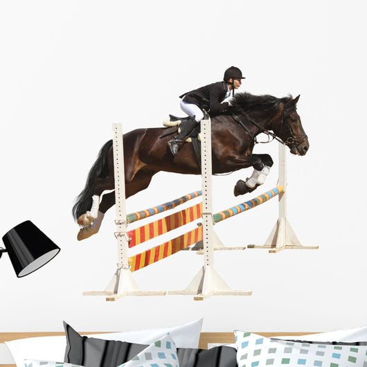 Show Jumping - Isolated on White Wall Decal