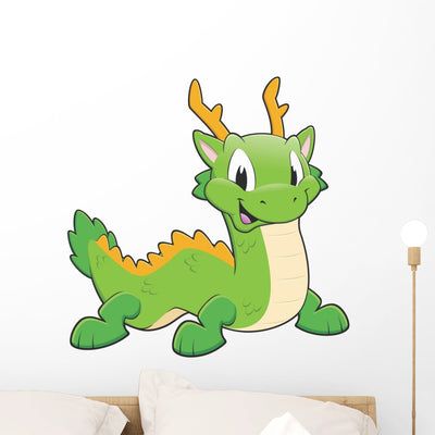 Green Chinese Dragon shown on a wall