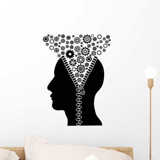 Unzipped Human Head With Cogs 