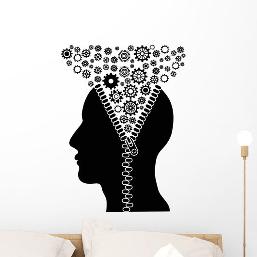 Unzipped Human Head With Cogs 