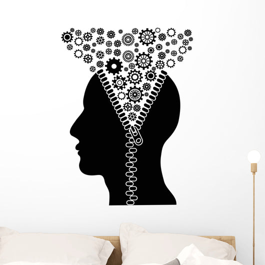Unzipped Human Head With Cogs 