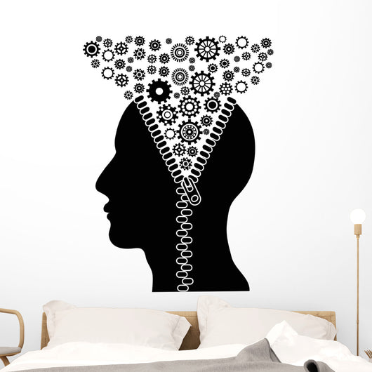 Unzipped Human Head With Cogs 