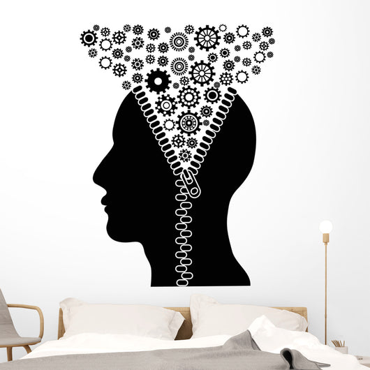 Unzipped Human Head With Cogs 