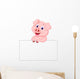 Cute pig holding blank sign Wall Decal