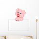 Cute pig holding blank sign Wall Decal