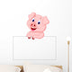 Cute pig holding blank sign Wall Decal