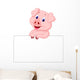 Cute pig holding blank sign Wall Decal