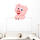 Cute pig holding blank sign Wall Decal