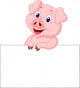 Cute pig holding blank sign Wall Decal